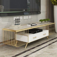 Modern marble audio-visual cabinet home living room floor TV cabinet iron storage cabinet